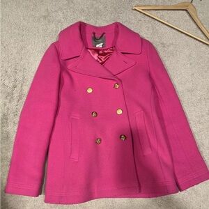 J Crew Coat Jacket Womens Size 10 Stadium Cloth Nello Gori Pink Fuschia Wool